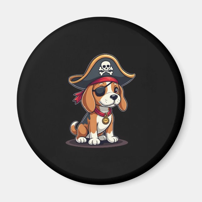 Imã Beagle Pirate Costume Jolly Roger Flag Skull Cross (Frente)