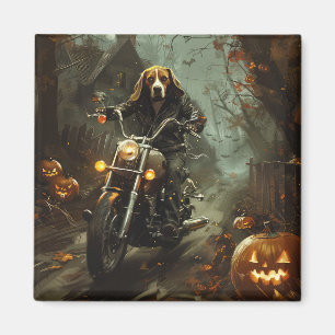 Imã Beagle Riding Motorcycle Halloween Scary