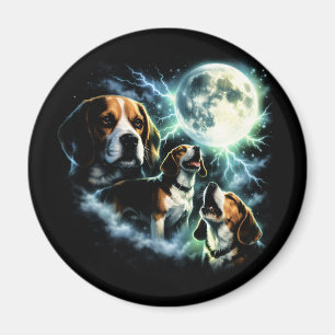 Imã Beagle Uivando à Lua – Cachorro de Caça Noturno