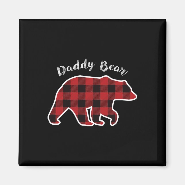 Imã Bear Men Red Xadrez Natal Pai Pajama Gif (Frente)