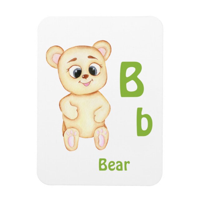 Ímã Bear personalize ABC: Carta B - Adicionar seu nome (Vertical)
