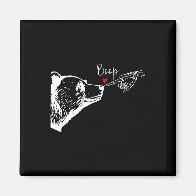 Imã Bear Skeleton Boop Bear Dia de as Bruxas engraçado (Frente)