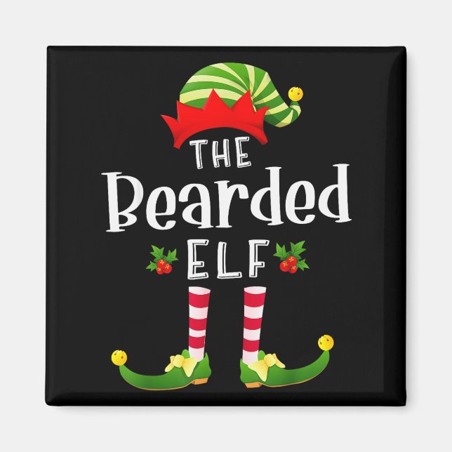 Imã Bearded Christmas Elf Matching Pajama X-mas Party  (Frente)
