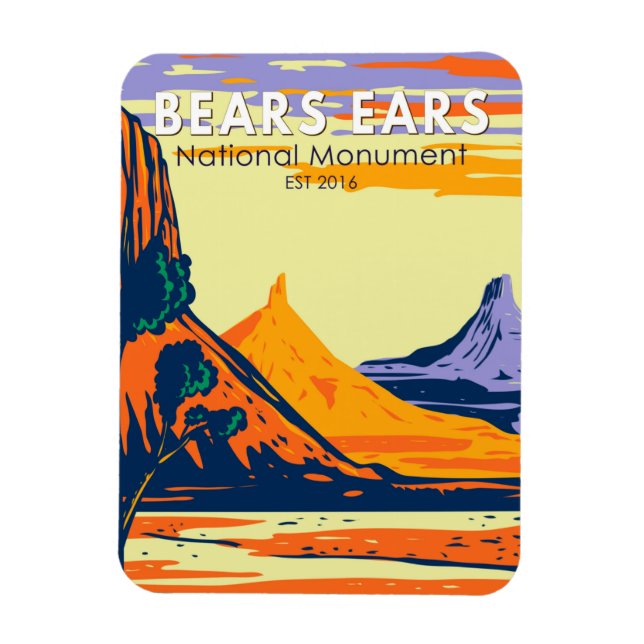 Ímã Bears Ears National Monuument Utah Retro (Vertical)