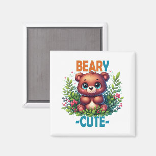 Imã Beary Cute. Teddy Bear a sorrir. Arma engraçado