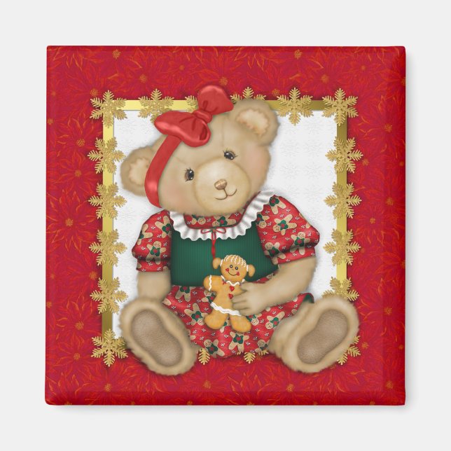 Imã Beary Felry Christmas — Ursinho de meninas (Frente)