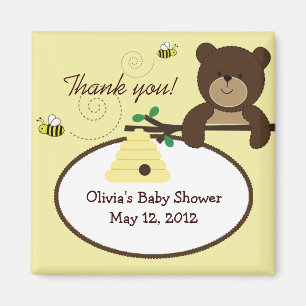 Imã Beary Sweet Bear & Bee Chá de fraldas Favor Magnet