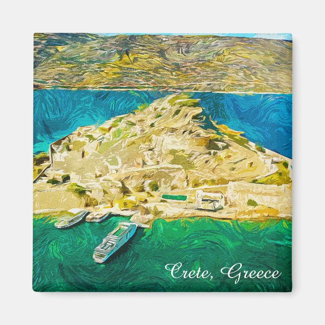 Imã Beautiful Crete Greece Scenery Oil Paint (Frente)