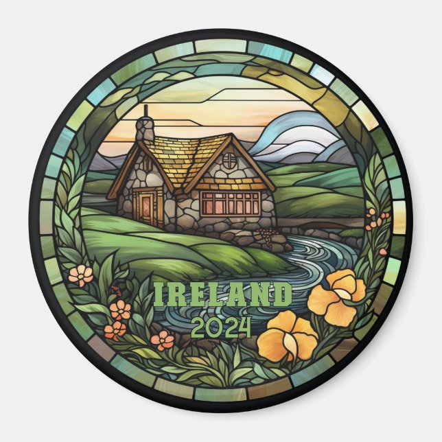 Imã Beautiful Faux Stained Glass Ireland Souvenir (Frente)