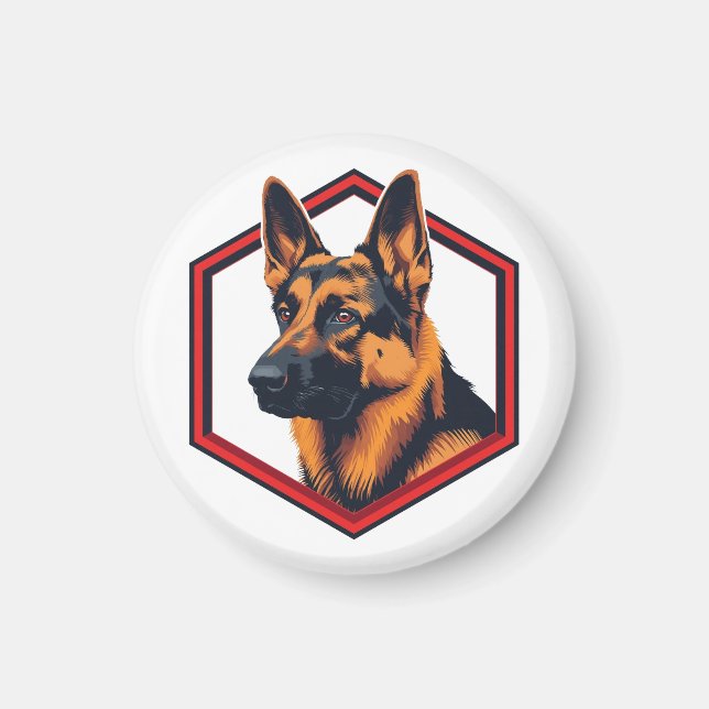 Imã Beautiful German Shepard In A Six Sided Frame (Frente)