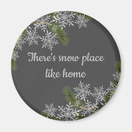 Imã Beautiful Gray Snowflake & Pine Winter Home Magnet