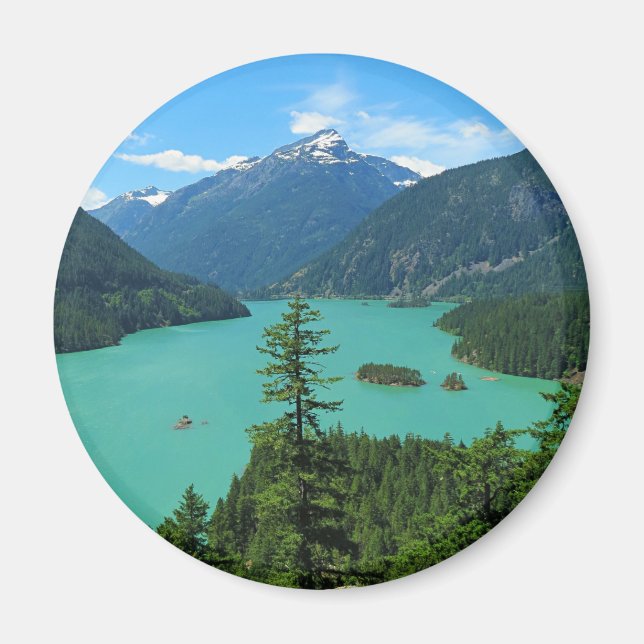 Imã Beautiful Mountain Lake Scenery em Washington (Frente)