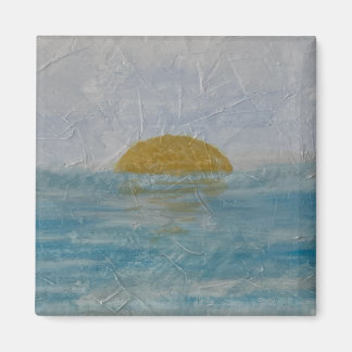 Imã Beautiful Watercolor Sun and Water Square Magnet 
