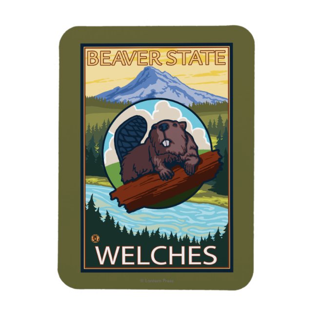 Ímã Beaver & Mt. Hood - Welches, Oregon (Vertical)