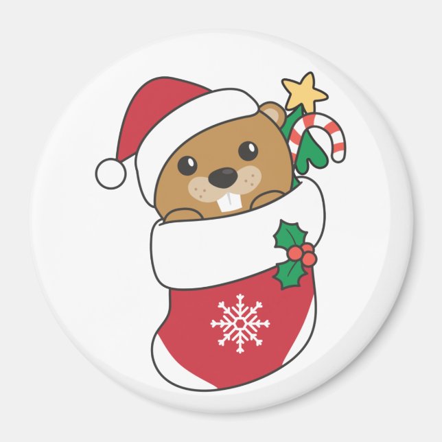 Imã Beaver Natal Neve Inverno Beaver (Frente)