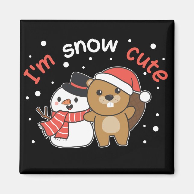 Imã Beaver, sou o magneta Snowman Cute Snowman (Frente)