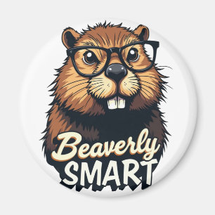 Imã Beaverly Smart - Castor Engraçado com Gráfico de Ó