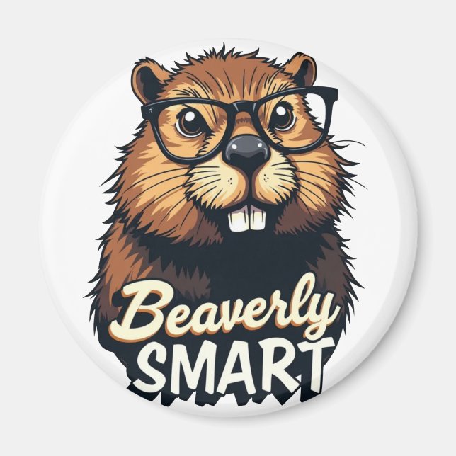 Imã Beaverly Smart - Castor Engraçado com Gráfico de Ó (Frente)