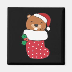 Imã Beavernas Bonitas Em Meias De Natal Para O Natal