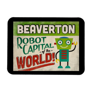 Ímã Beaverton Oregon Robot - Funny Vintage