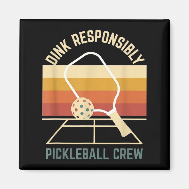 Imã Beba responsavelmente retro pickleball tripulação  (Frente)