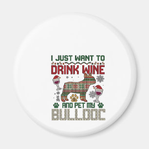 Imã Beba Vinho Bulldog Cachorro Suéter Feio Chapéu de