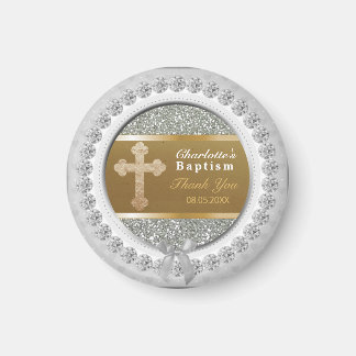 Imã Bebê Baptismo Obrigado Por Manter Dourado Cross Si