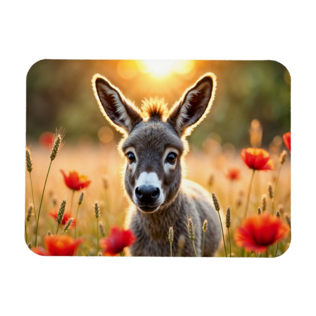 Ímã Bebê burro pacífico natureza vermelha papoila (Horizontal)