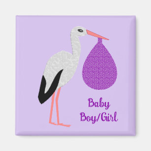 Imã Bebê Cegonha Personalizado Roxo sem Gênero Definid
