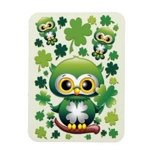 Ímã Bebê Coruja Fofo St Patrick Cartoon