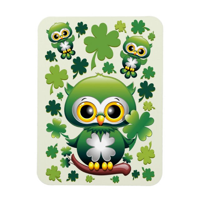 Ímã Bebê Coruja Fofo St Patrick Cartoon (Vertical)