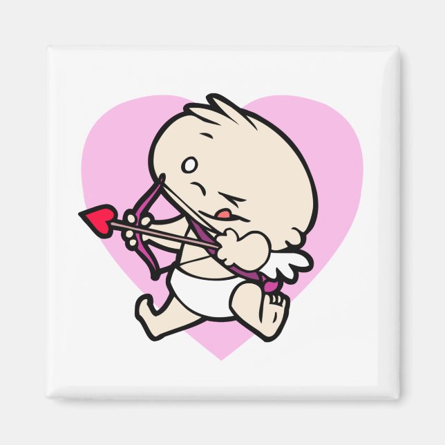 Imã Bebê Cupido Que Procura Imagens Quadradas De Amor (Frente)