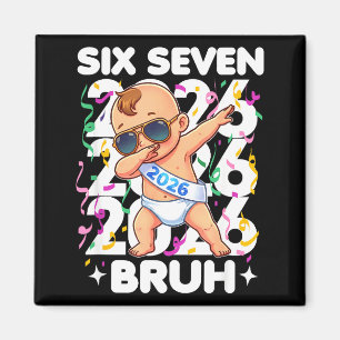 Imã Bebê de Ano Novo de 2026 Seis Sete Bruh Engraçado