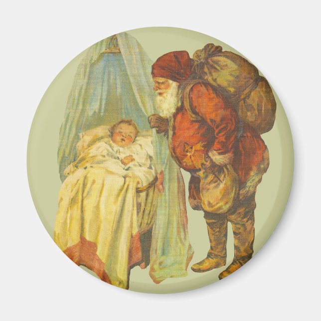 Imã Bebê de Natal Santa Claus Vintage (Frente)