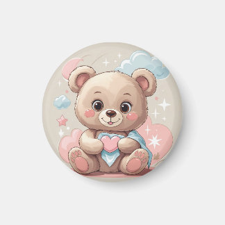 Imã Bebê de Urso de Teddy Adorável - Design de Pastel 