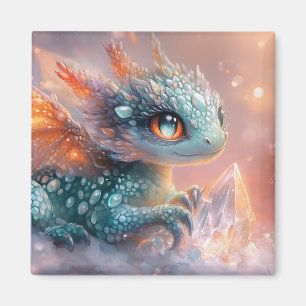 Imã Bebê Dragão Adorável com Gema de Cristal: Arte Fan