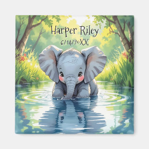 Imã Bebê Elefante Adorável e Reflexo Personalizado