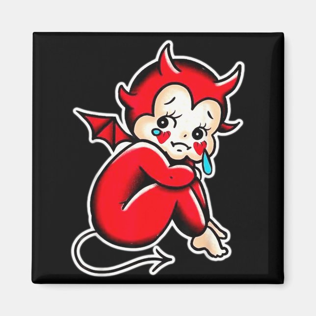Imã Bebê Kewpie Diabo Chorando Demônio Triste (Frente)