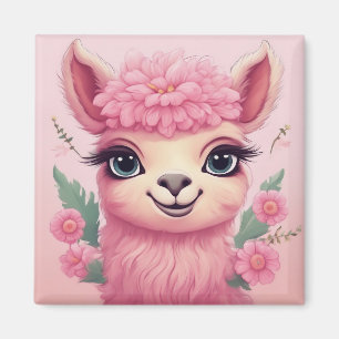 Imã Bebê Lama Sorriso Rosa