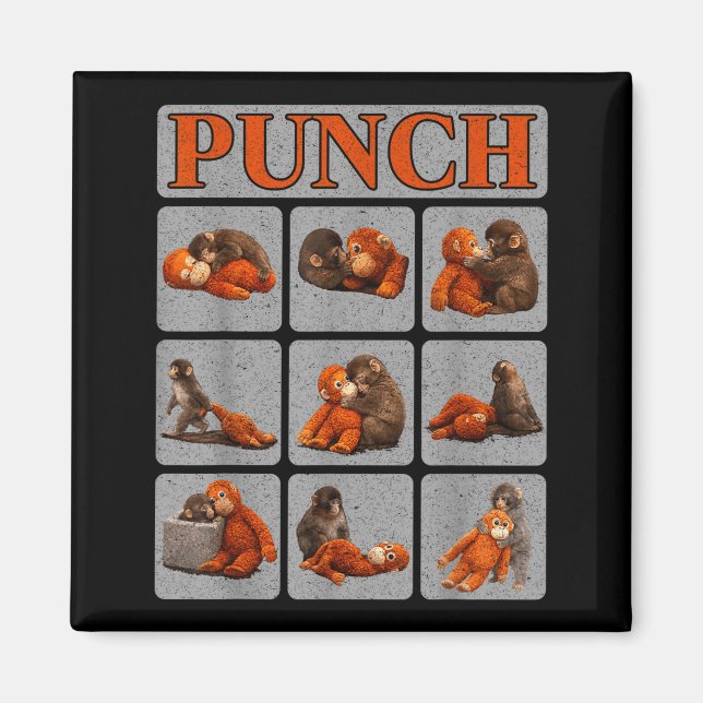 Imã Bebê macaco fofo chamado camisa punch macaco punch (Frente)
