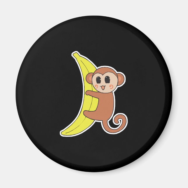 Imã bebe macaco fofo em banana (Frente)