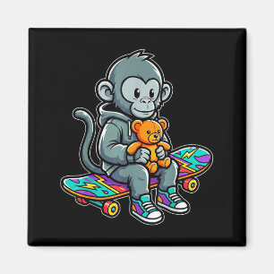 Imã Bebê macaco fofo soco skatista streetwear urbano