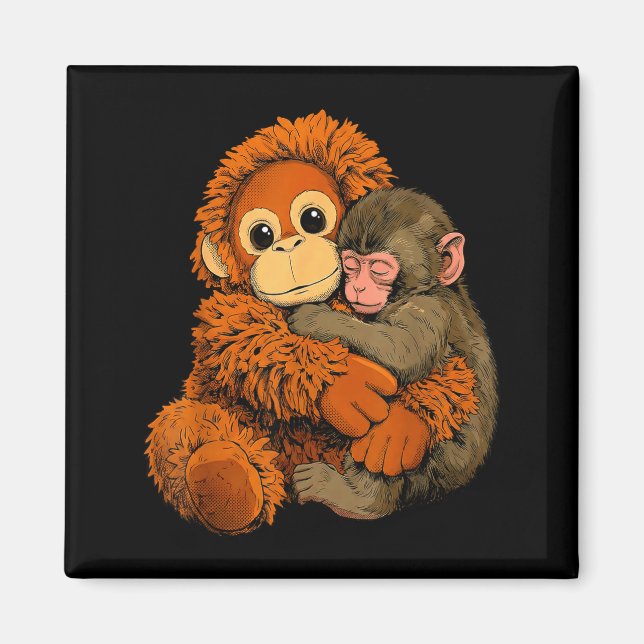 Imã Bebê macaco soca mamãe macaco brinquedo abraço cal (Frente)