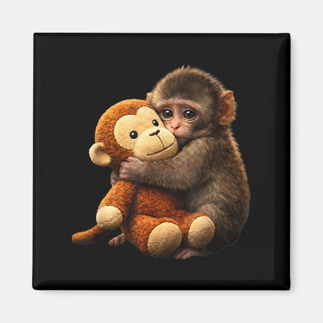 Imã Bebê macaco soco pelúcia macaco fofo soco pelúcia (Frente)