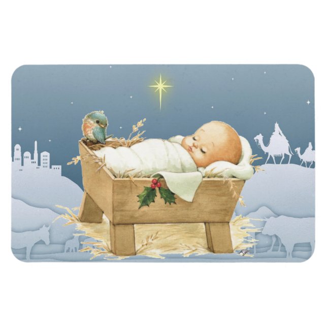 Ímã Bebê Natal Jesus Natividade 4 x 6 Magnetos (Horizontal)