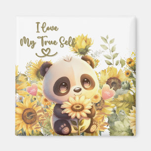 Imã Bebê Panda com Ímã de Girassol