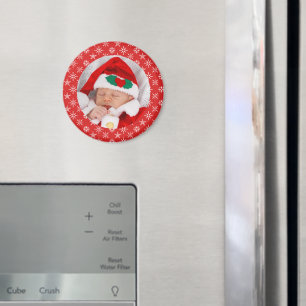 Imã Bebê Papai Noel com Foto Personalizada Fundo Verme