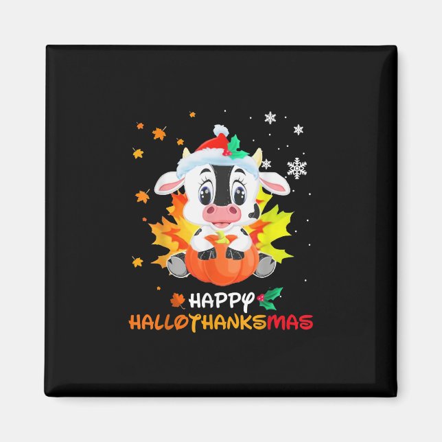 Imã Bebê Vaca Feliz Natal Hallothanksmas (Frente)