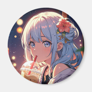 Imã Bebendo Boba da Garota Kawaii - Bonita