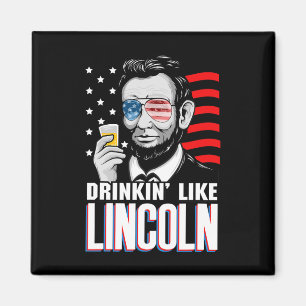 Imã Bebendo Como Lincoln 4 de Julho Homens Abraham Mer